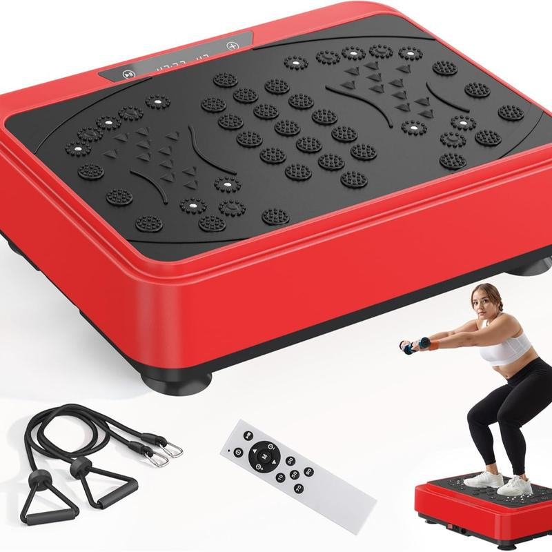 Vibration Platform Machine Water Resistance Bands - 25Lbs Home Fitness Whole Body Workout, LED Display & Remote, 28" Compact Design for Weight Loss & Toning