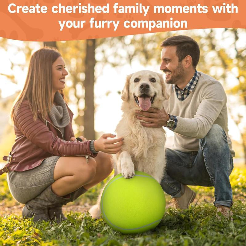 YUNLAN Giant Tennis Ball for Small Medium Pets - 9.5" Inflatable Rubber Dog Toy Ball with Pump & Needle - Funny Outdoor Toy for Playful Pups Training