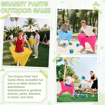 2PC Granny Pants Yard Game Set, Children'S Indoor Games,Parent-Child Game Set,Adult Outdoor, Giant Pants, with Bouncy Ball and Pump, Large Outdoor Day Family Fun Party Toss Game