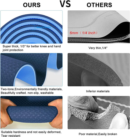 Yoga Mat 1/3 Inch Exercise Mats 8Mm TPE Non-Slip Extra Thick High-Density Eco Friendly for Yoga Workout Pilates Yoga Mats for Women Men