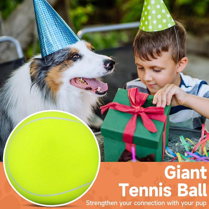 YUNLAN Giant Tennis Ball for Small Medium Pets - 9.5" Inflatable Rubber Dog Toy Ball with Pump & Needle - Funny Outdoor Toy for Playful Pups Training