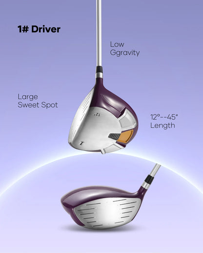 Complete Golf Clubs Package 9 Club Set for Men Woman Right Handed True Temper Steel Shafts Putter Stand Bag and 3 H C Bonus Head