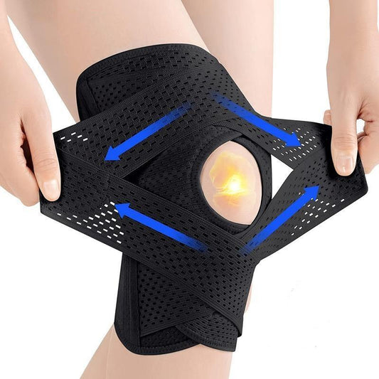 Plus Size Knee Compression Wrap Brace - Breathable Adjustable with Side Stabilizers for Men & Women - Comfortable & Flexible Leg Supporter