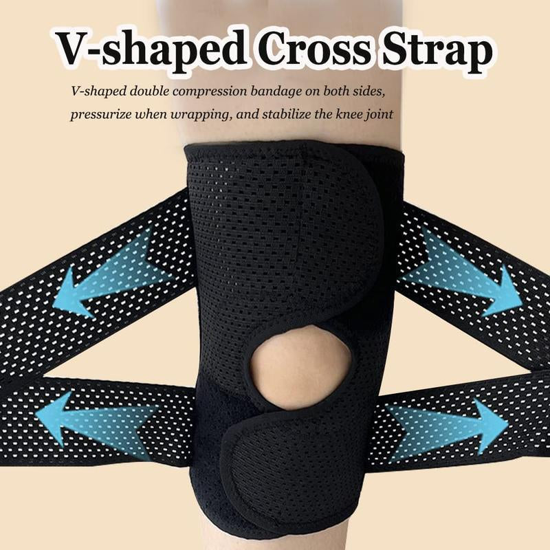 Plus Size Knee Compression Wrap Brace - Breathable Adjustable with Side Stabilizers for Men & Women - Comfortable & Flexible Leg Supporter