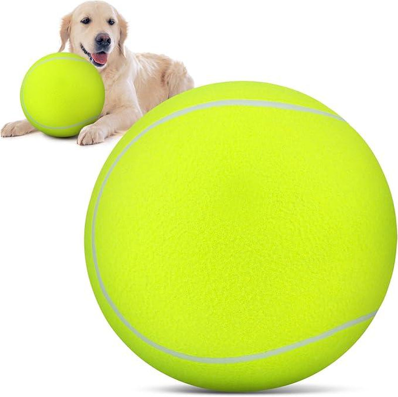 YUNLAN Giant Tennis Ball for Small Medium Pets - 9.5" Inflatable Rubber Dog Toy Ball with Pump & Needle - Funny Outdoor Toy for Playful Pups Training