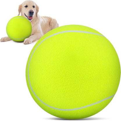 YUNLAN Giant Tennis Ball for Small Medium Pets - 9.5" Inflatable Rubber Dog Toy Ball with Pump & Needle - Funny Outdoor Toy for Playful Pups Training