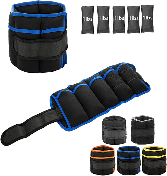 Adjustable Ankle Weights 1 Pair 7 Lb 10 Lbs- Strength Training Wrist & Ankle Arm Wrist Leg Weight Set for Women Men- Removable Weighted Ankle Weights for Gym, Workout & Fitness