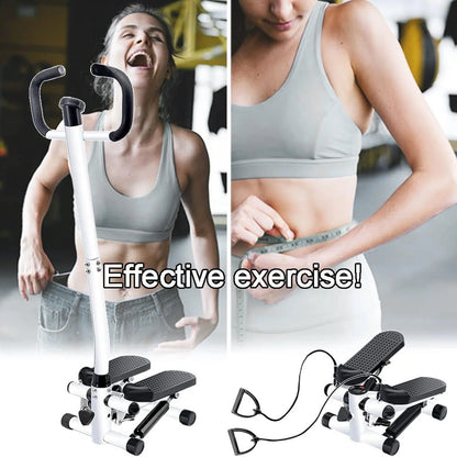 Steppers for Exercise, Mini Stair Stepper with Resistance Bands and Handlebar, 2 Ways to Use, Stair Climber Fitness Exercise Equipment for Full Body Training, 220 Lbs Weight Capacity