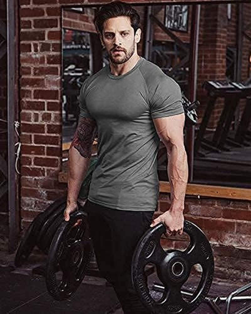 Men'S 3 Pack Workout T Shirts Short Sleeve Gym Bodybuilding Muscle Shirt Base Layer Fitness Tee Tops
