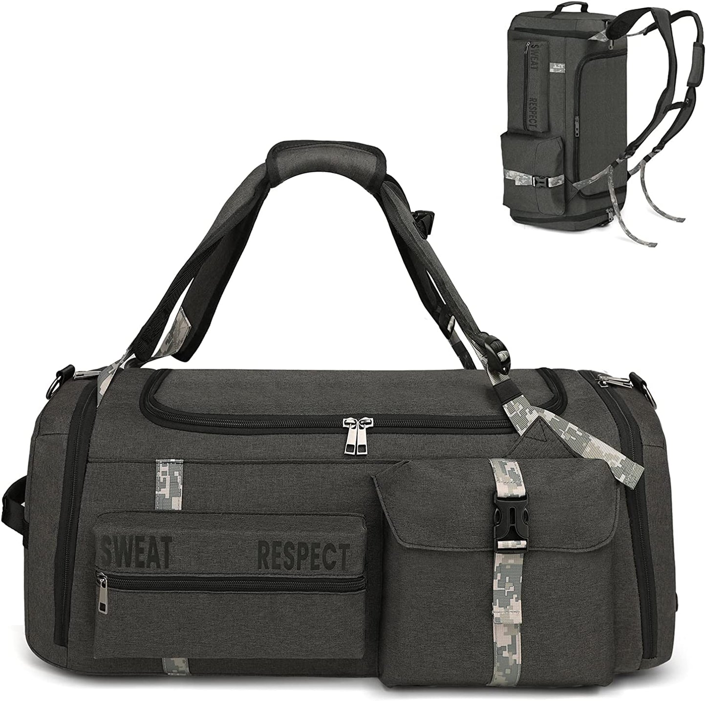 Gym Bags for Men Gym Duffle Bag Backpack 3-Way Sports Duffel Bags for Men with Shoe Compartment & Wet Pocket