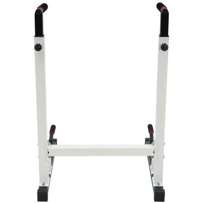 Steel Frame Dip Station with Adjustable Height, 500 Lb Weight Capacity, White