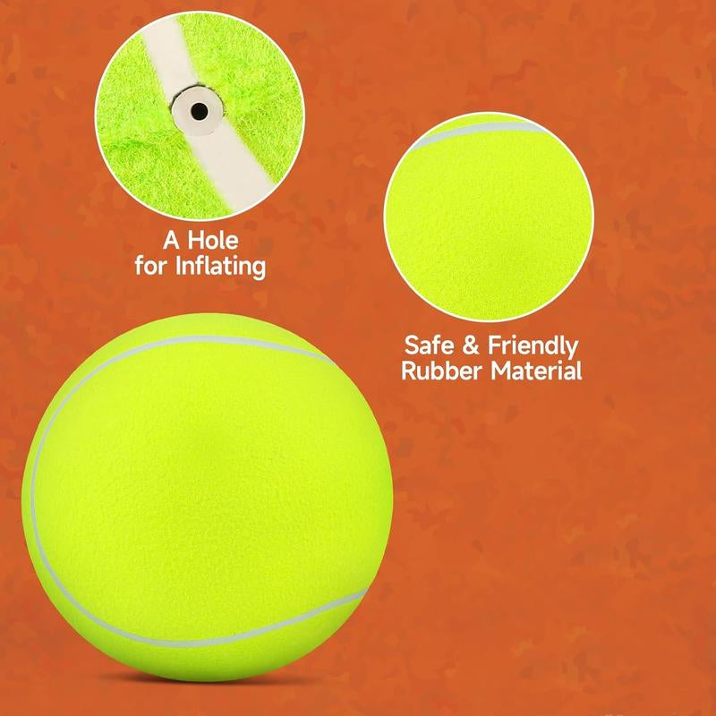 YUNLAN Giant Tennis Ball for Small Medium Pets - 9.5" Inflatable Rubber Dog Toy Ball with Pump & Needle - Funny Outdoor Toy for Playful Pups Training
