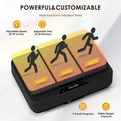 Vibration Platform Machine Water Resistance Bands - 25Lbs Home Fitness Whole Body Workout, LED Display & Remote, 28" Compact Design for Weight Loss & Toning