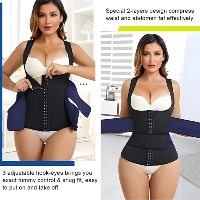 Thermal Compression Vest for Women – Adjustable Neoprene Fitness Shapewear with Belt, Breathable Waist Trainer