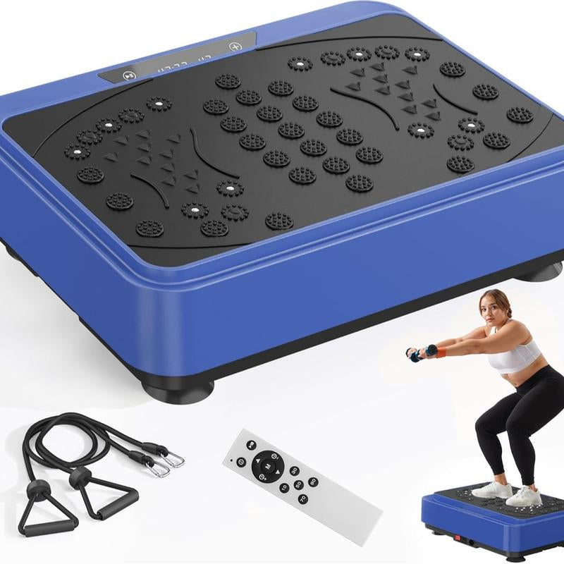 Vibration Platform Machine Water Resistance Bands - 25Lbs Home Fitness Whole Body Workout, LED Display & Remote, 28" Compact Design for Weight Loss & Toning