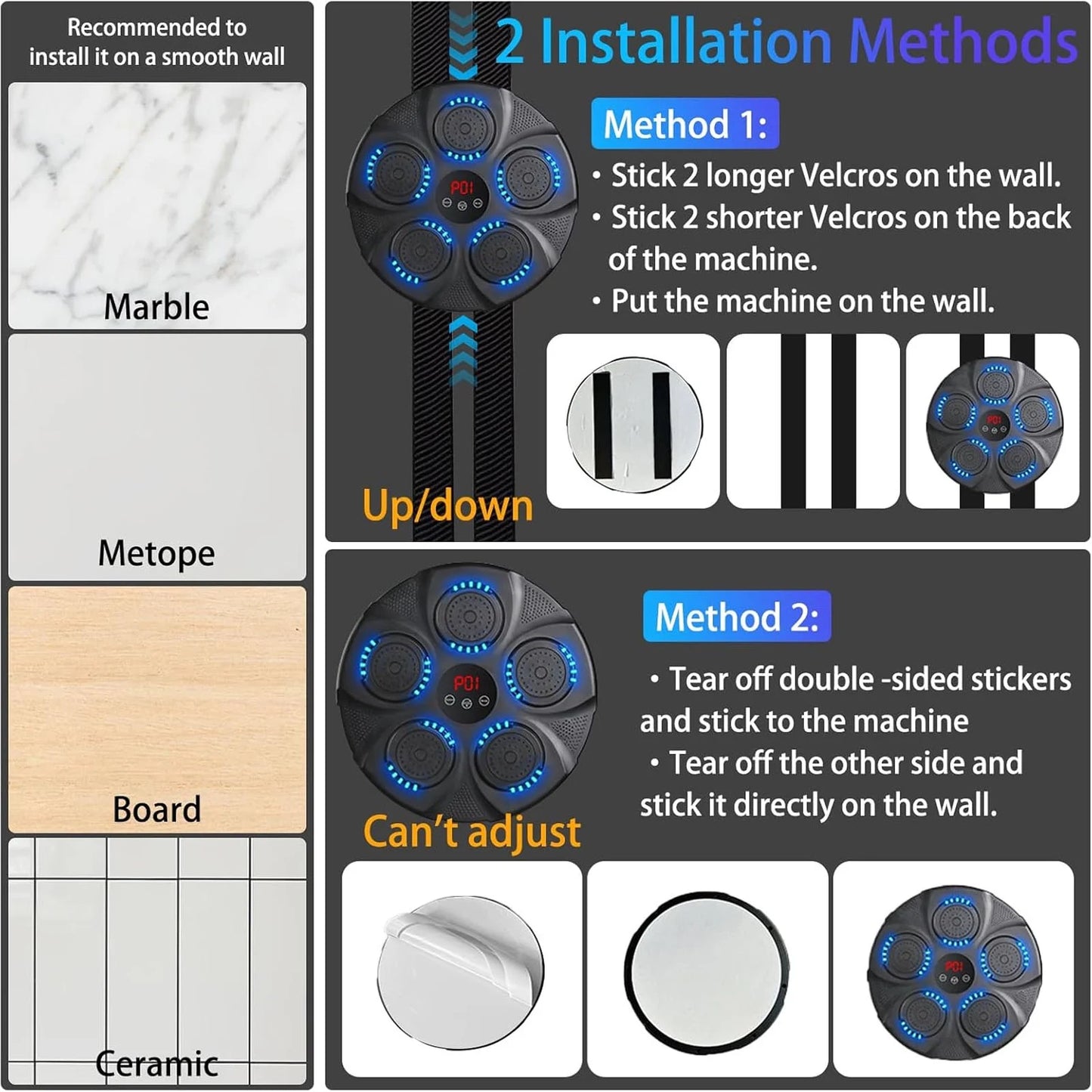 New Smart Music Boxing Machine with Boxing Gloves, Wall Mounted Smart Bluetooth Music Boxing Trainer with LED, Electronic Boxing Target Workout Punching Equipment for Home, Indoor, Gym