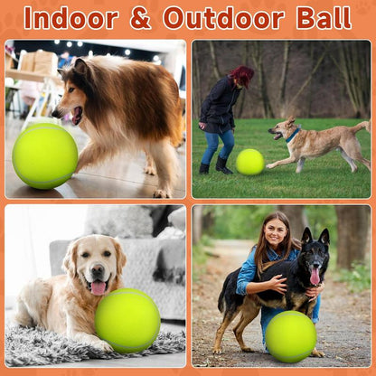 YUNLAN Giant Tennis Ball for Small Medium Pets - 9.5" Inflatable Rubber Dog Toy Ball with Pump & Needle - Funny Outdoor Toy for Playful Pups Training
