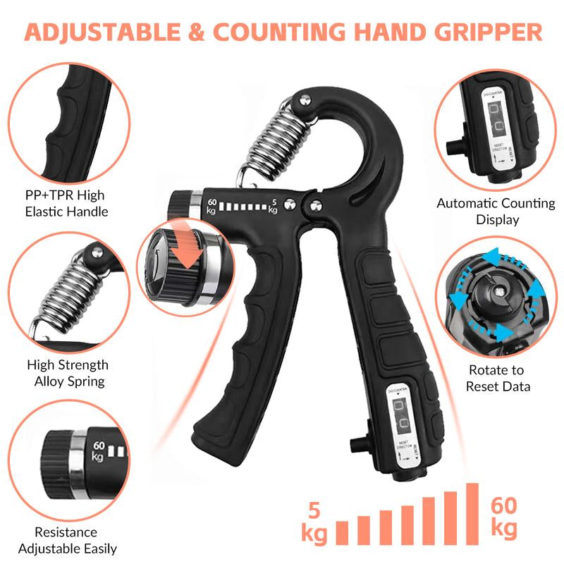 Grip Strength Trainer, Hand Grip Exerciser Strengthener with Adjustable Resistance 11-132 Lbs, Hand Exerciser for Muscle Building and Injury Recovery