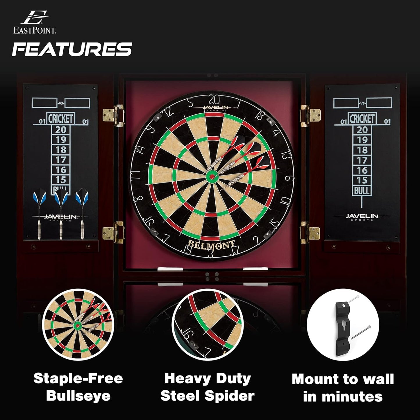 Bristle Dartboard and Cabinet Sets- Features Easy Assembly - Complete with All Accessories