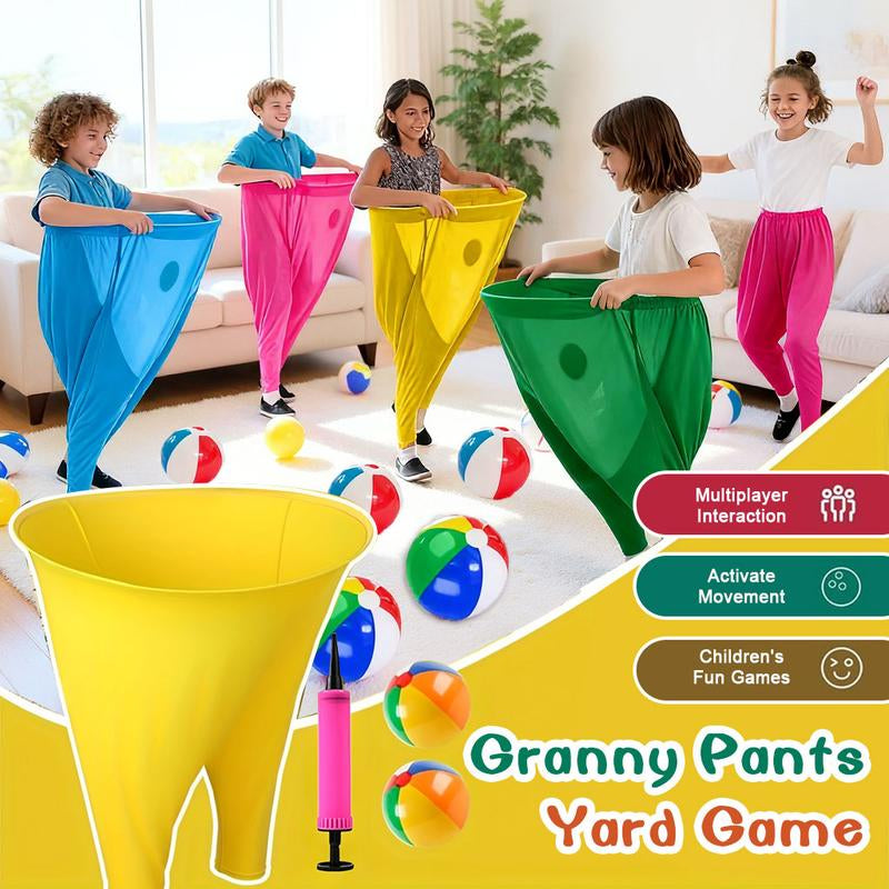 2PC Granny Pants Yard Game Set, Children'S Indoor Games,Parent-Child Game Set,Adult Outdoor, Giant Pants, with Bouncy Ball and Pump, Large Outdoor Day Family Fun Party Toss Game