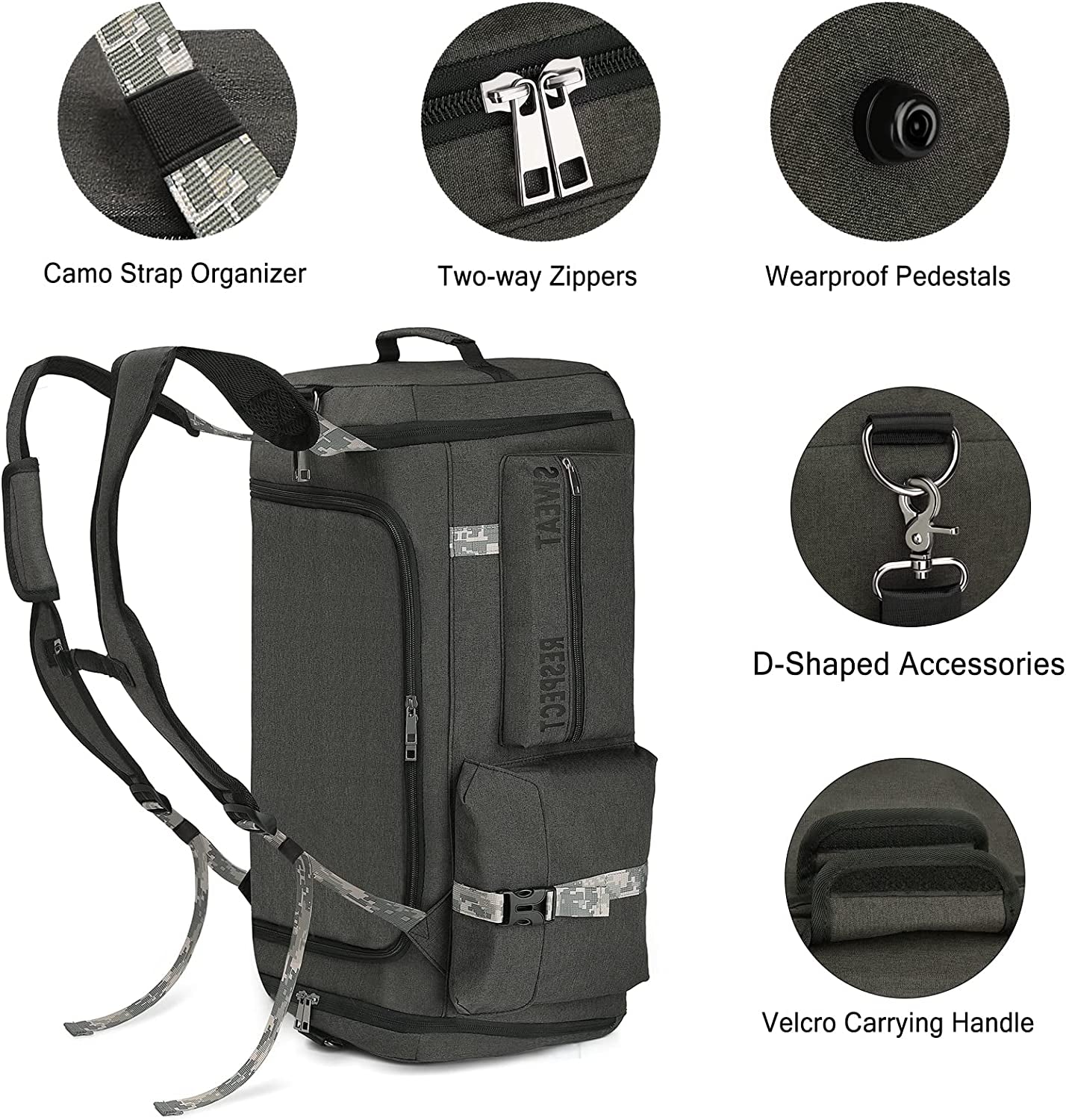 Gym Bags for Men Gym Duffle Bag Backpack 3-Way Sports Duffel Bags for Men with Shoe Compartment & Wet Pocket