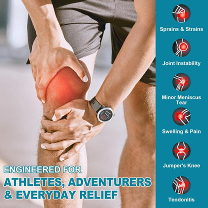 Arthritis Adjustable Compression Knee Support Sleeve with Extra Elastic Strap for Custom Fit & Enhanced Stability Breathable Black 2-In-1 Dual Support Pack