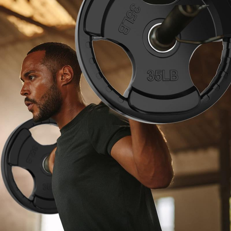 Ritfit Olympic Rubber Grip Plates for Barbell 105LB, 2-Inch Weight Plates for Weightlifting and Strength Training in Home & Gym, Single, Pair and Sets(2.5/5/10/25/35/45 LB) Olympic Weight