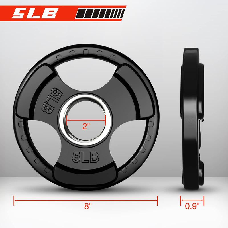 Ritfit Olympic Rubber Grip Plates for Barbell 105LB, 2-Inch Weight Plates for Weightlifting and Strength Training in Home & Gym, Single, Pair and Sets(2.5/5/10/25/35/45 LB) Olympic Weight