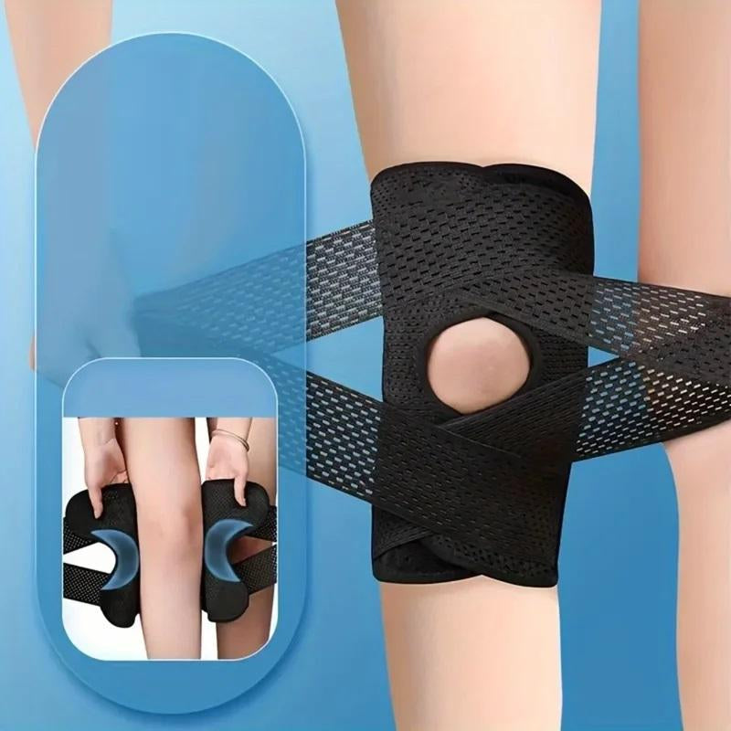 Plus Size Knee Compression Wrap Brace - Breathable Adjustable with Side Stabilizers for Men & Women - Comfortable & Flexible Leg Supporter
