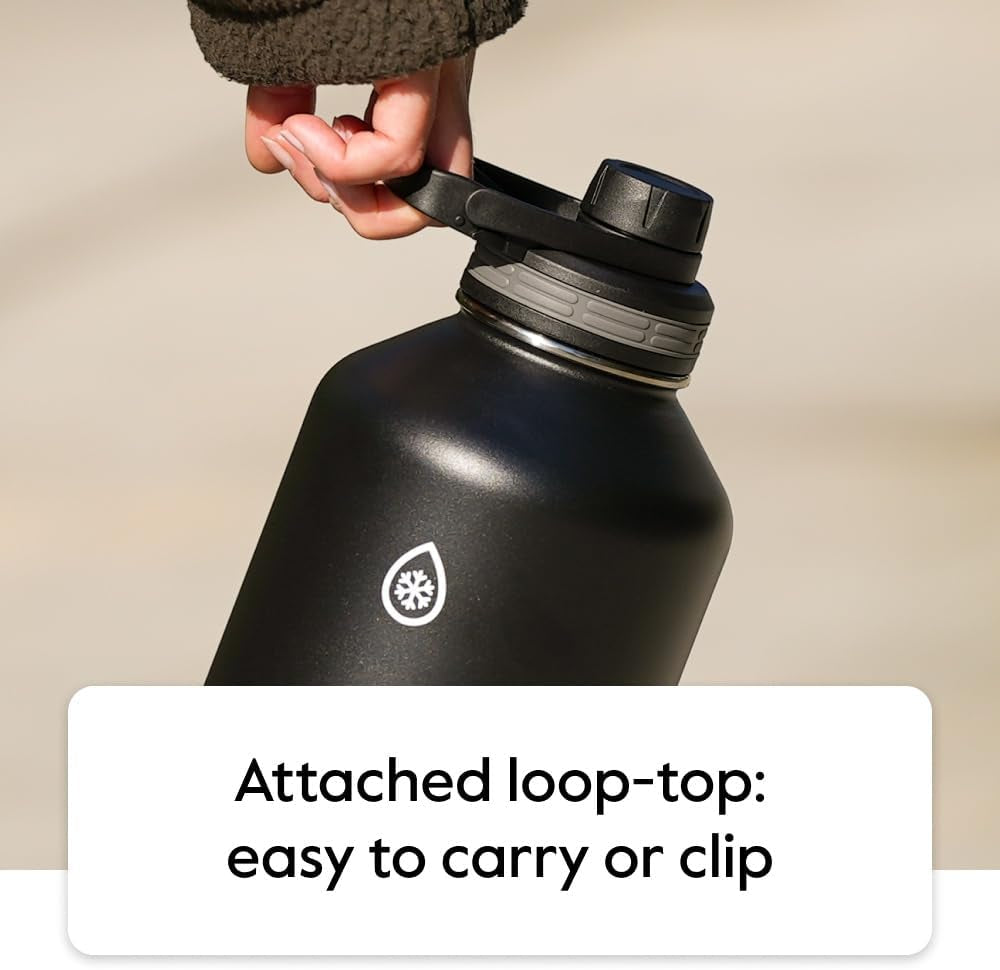 18 Oz Double Wall Vacuum Insulated Stainless Steel Water Bottle with Spout and Straw Lids, White