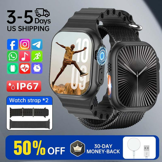 Smartwatch 2025 Model - 2.01-Inch HD Display, IP67 Water Resistant, 120 Sports Modes, Android & Iphone Compatible, Christmas Gift Wearable Black Smartphone Wristwatch Bluetooth Remote