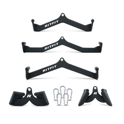 Ritfit 5Pcs Lat Pulldown Bar Combo - Classic Black Home Gym Equipment with Ergonomic Dip Coating & High-Quality Stainless Steel Construction