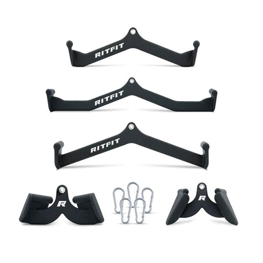 Ritfit 5Pcs Lat Pulldown Bar Combo - Classic Black Home Gym Equipment with Ergonomic Dip Coating & High-Quality Stainless Steel Construction