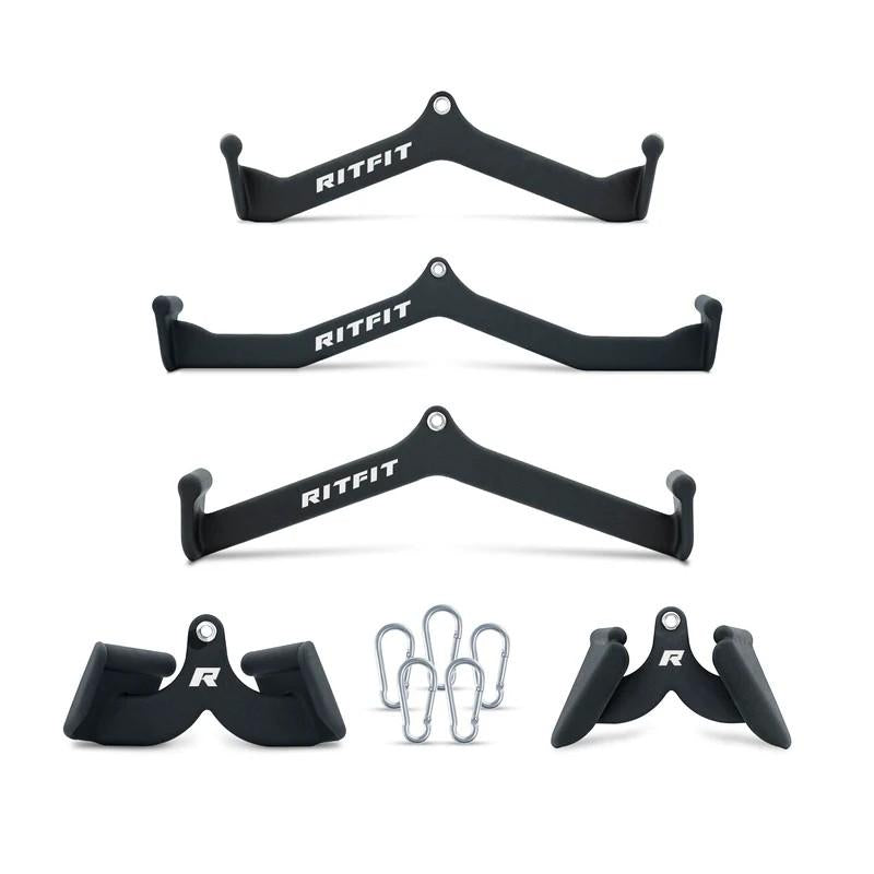 Ritfit 5Pcs Lat Pulldown Bar Combo - Classic Black Home Gym Equipment with Ergonomic Dip Coating & High-Quality Stainless Steel Construction