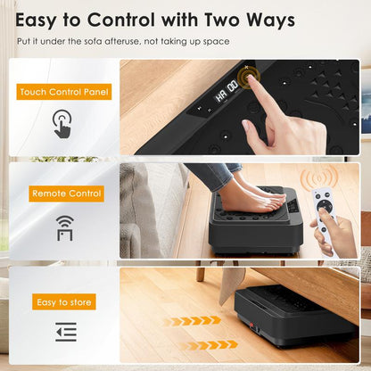 Vibration Platform Machine Water Resistance Bands - 25Lbs Home Fitness Whole Body Workout, LED Display & Remote, 28" Compact Design for Weight Loss & Toning