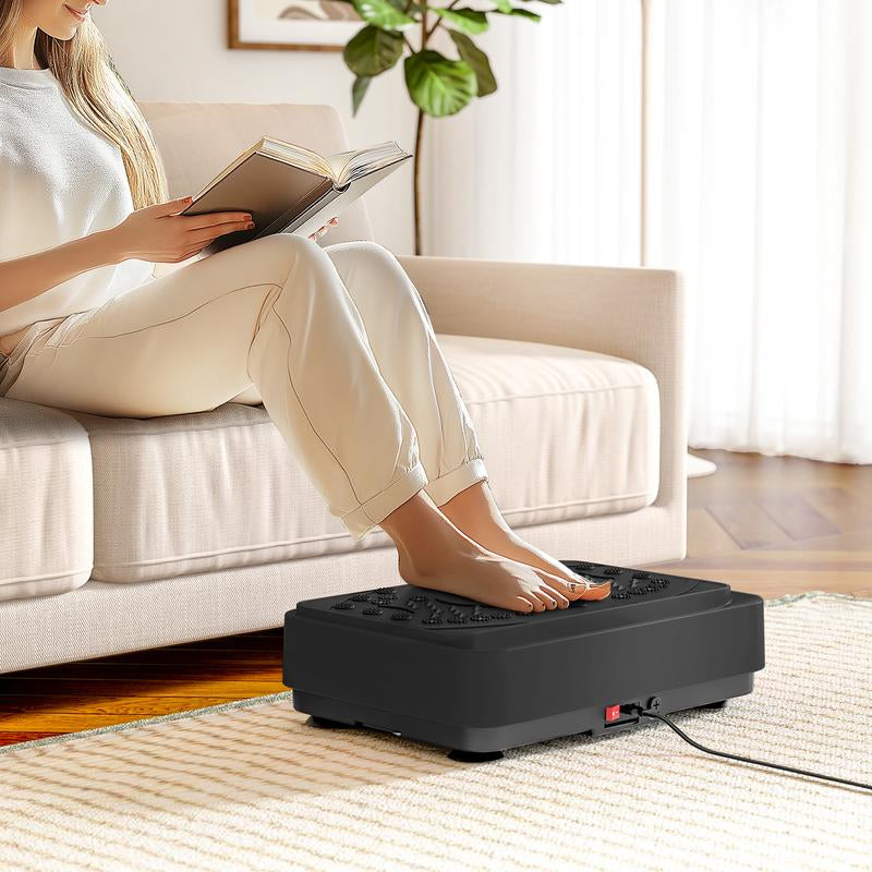 Vibration Platform Machine Water Resistance Bands - 25Lbs Home Fitness Whole Body Workout, LED Display & Remote, 28" Compact Design for Weight Loss & Toning