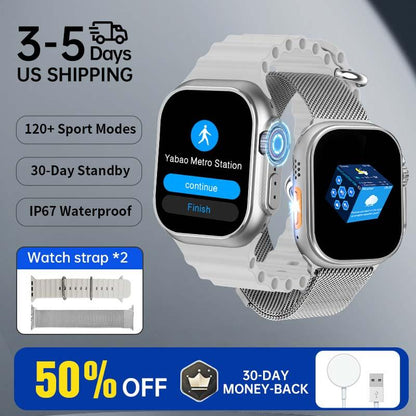 Smartwatch 2025 Model - 2.01-Inch HD Display, IP67 Water Resistant, 120 Sports Modes, Android & Iphone Compatible, Christmas Gift Wearable Black Smartphone Wristwatch Bluetooth Remote