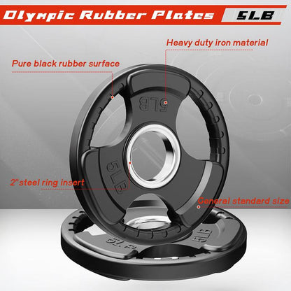 Ritfit Olympic Rubber Grip Plates for Barbell 105LB, 2-Inch Weight Plates for Weightlifting and Strength Training in Home & Gym, Single, Pair and Sets(2.5/5/10/25/35/45 LB) Olympic Weight