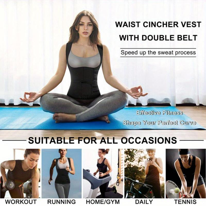 Thermal Compression Vest for Women – Adjustable Neoprene Fitness Shapewear with Belt, Breathable Waist Trainer