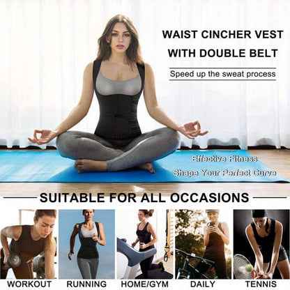 Thermal Compression Vest for Women – Adjustable Neoprene Fitness Shapewear with Belt, Breathable Waist Trainer