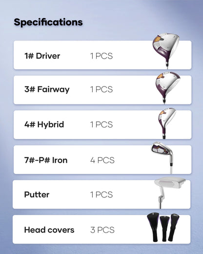 Complete Golf Clubs Package 9 Club Set for Men Woman Right Handed True Temper Steel Shafts Putter Stand Bag and 3 H C Bonus Head